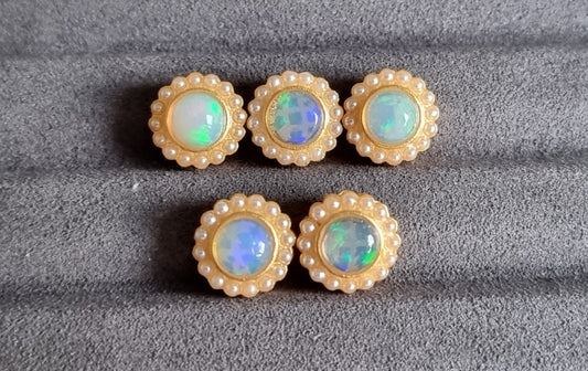 Opal Round in S925 Gold - Bleus Vault.C