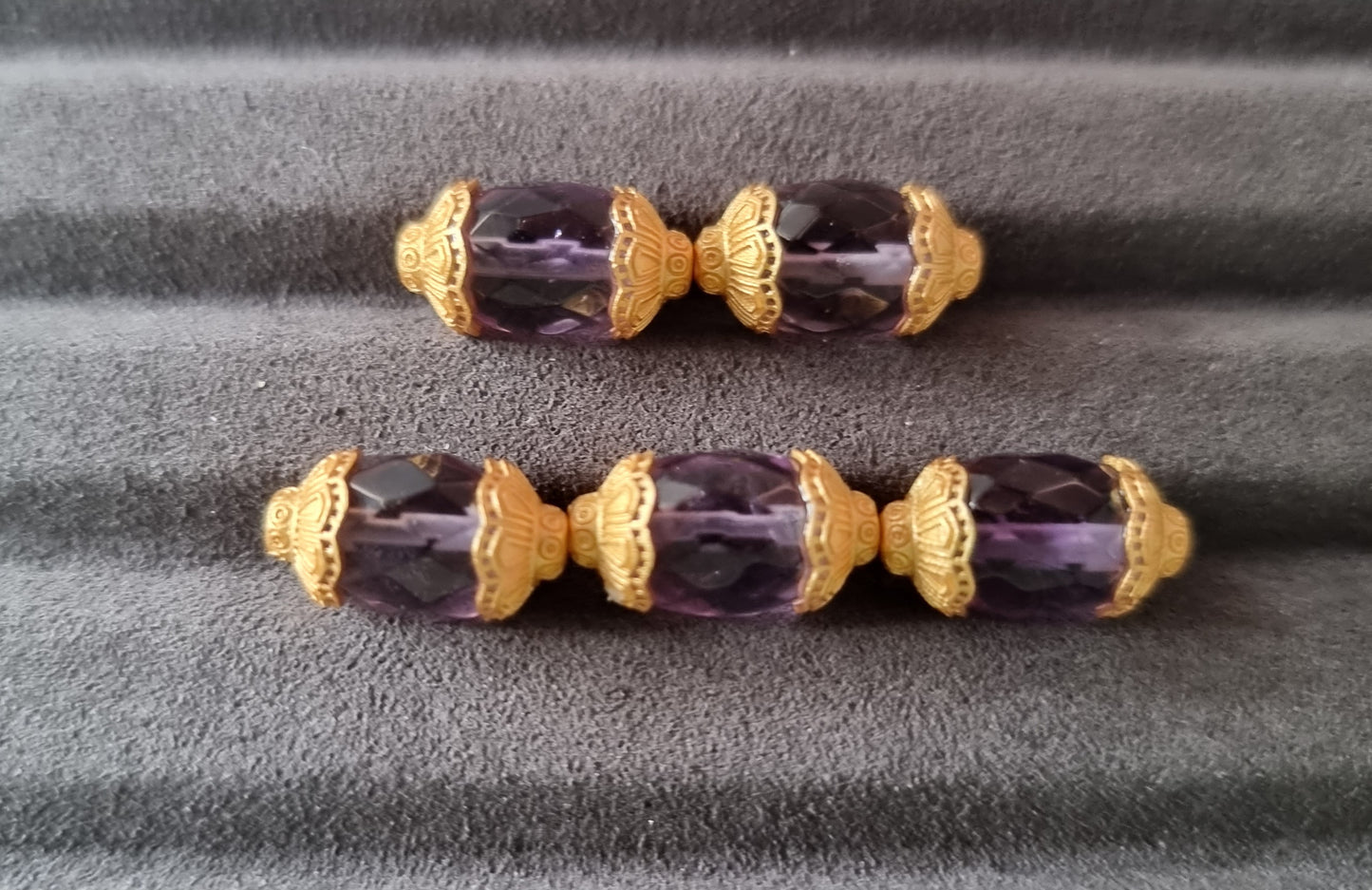 Amethyst Faceted Barrel in S925 Gold - Bleus Vault.C