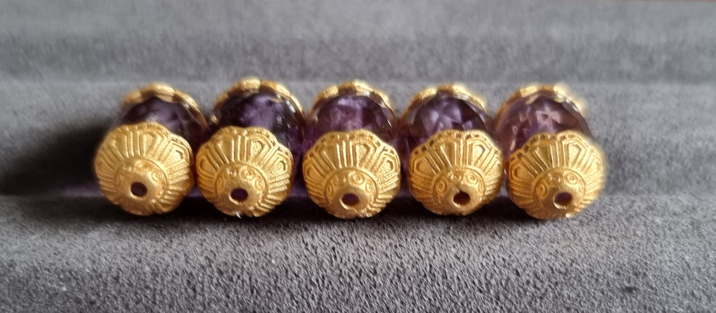 Amethyst Faceted Barrel in S925 Gold - Bleus Vault.C