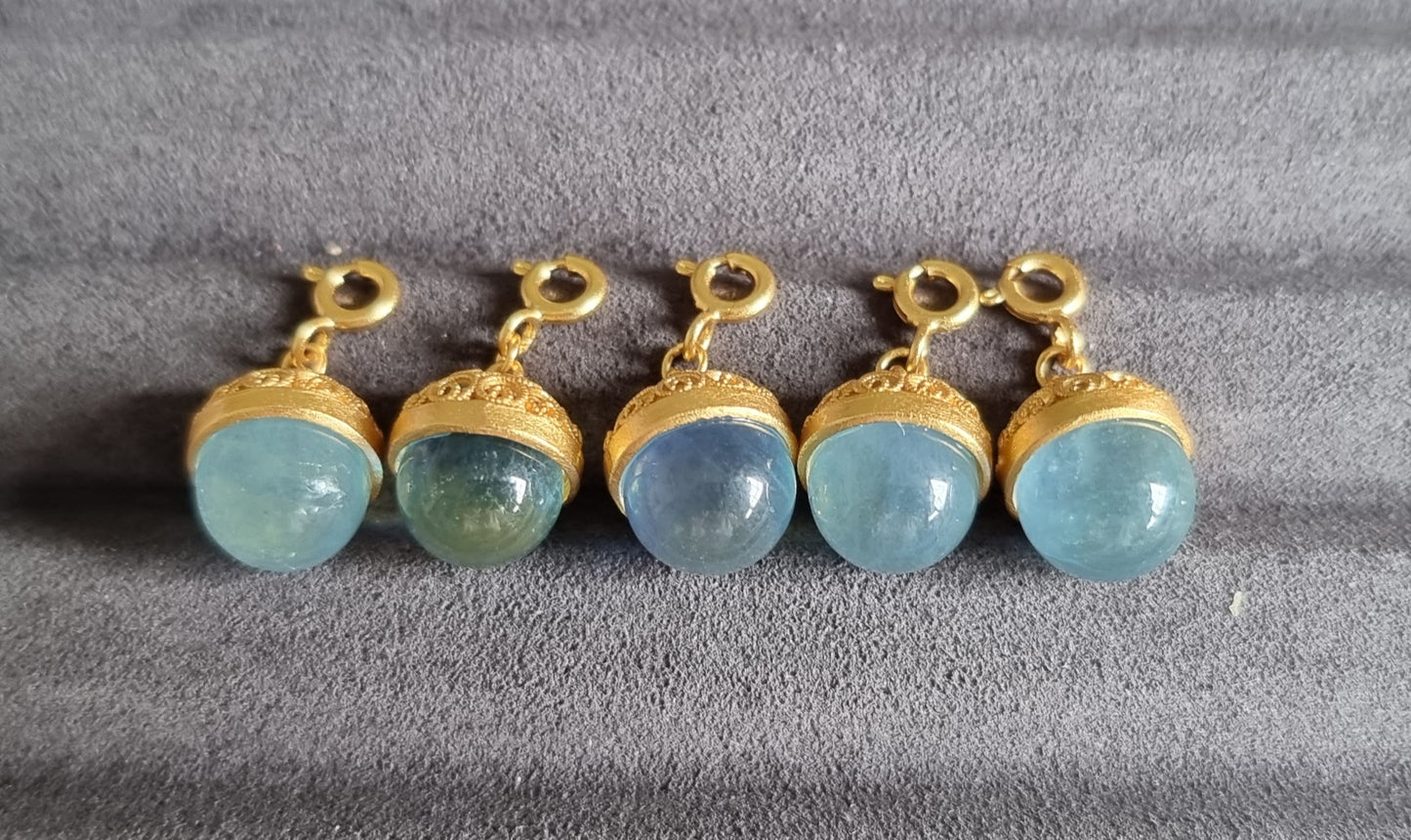 Aquamarine with Spring Ring in S925 Gold - Bleus Vault.C