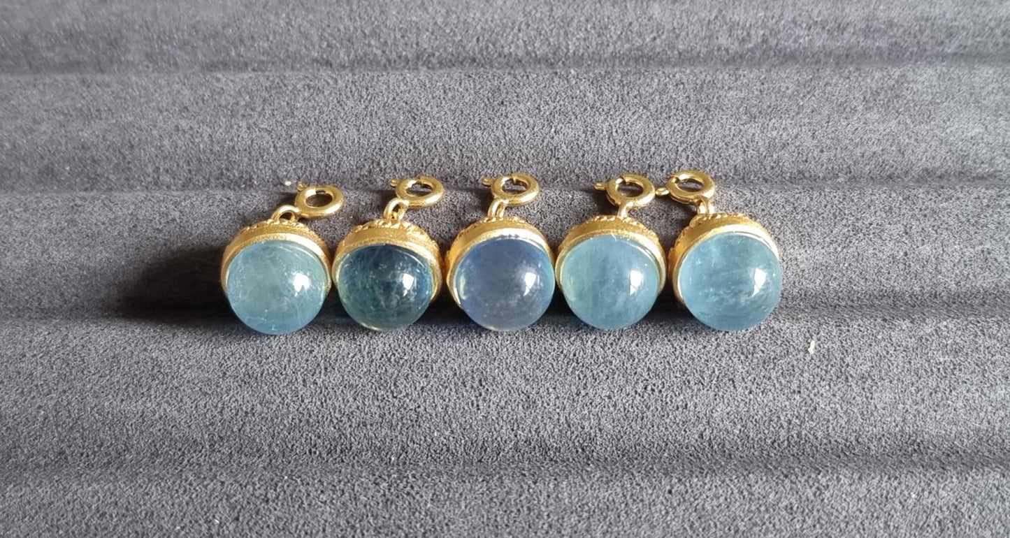 Aquamarine with Spring Ring in S925 Gold - Bleus Vault.C