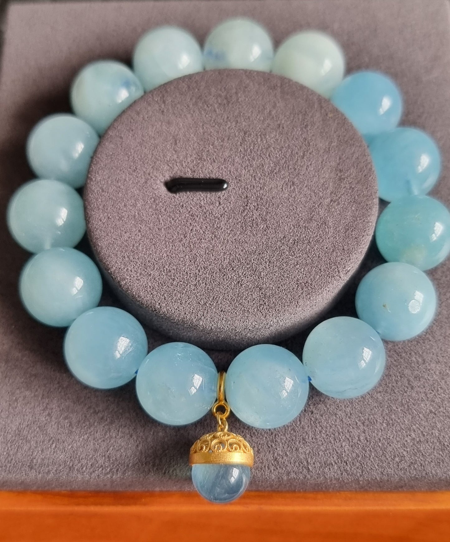 Aquamarine with Spring Ring in S925 Gold - Bleus Vault.C
