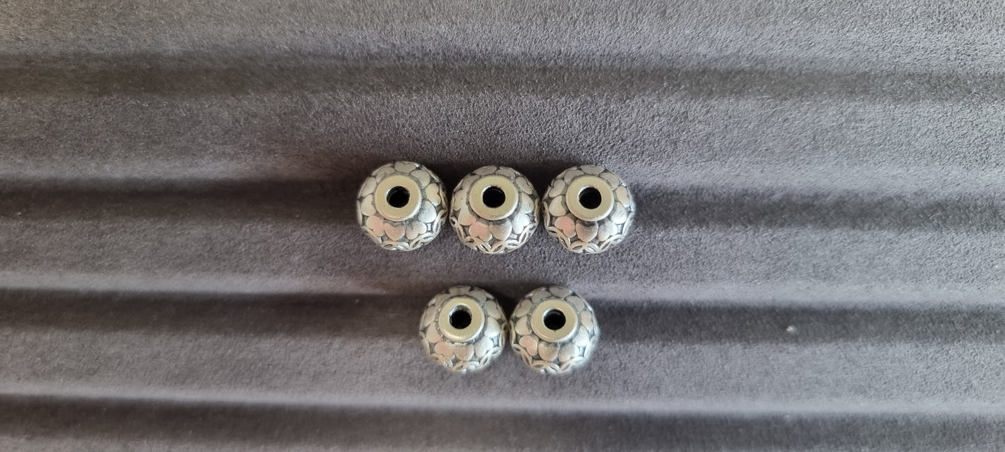 Hearts Flower Rondelle in S999 Silver - Bleus Vault.C