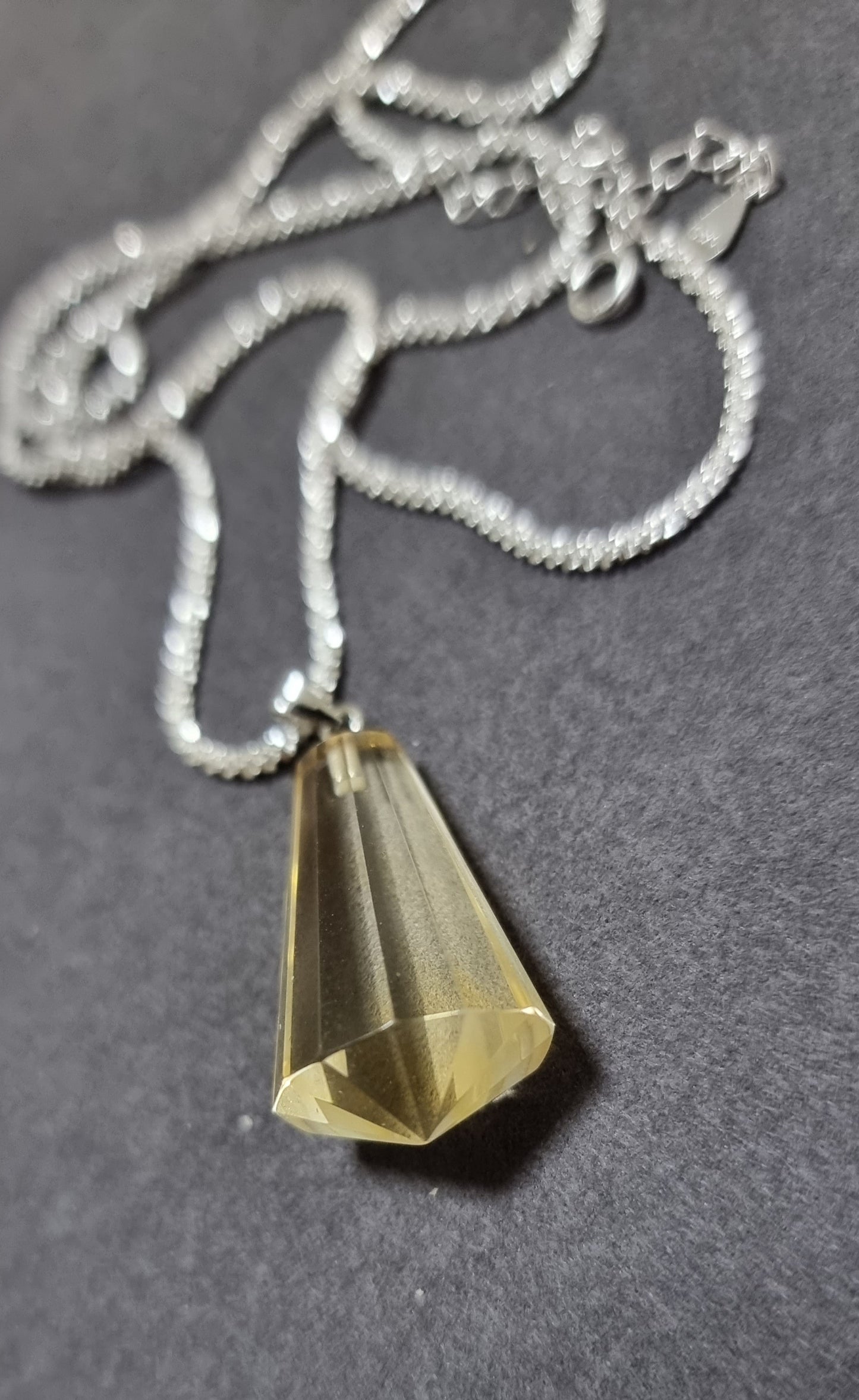 Citrine Faceted Cut Pendant's bail in S925 - Bleus Vault.C