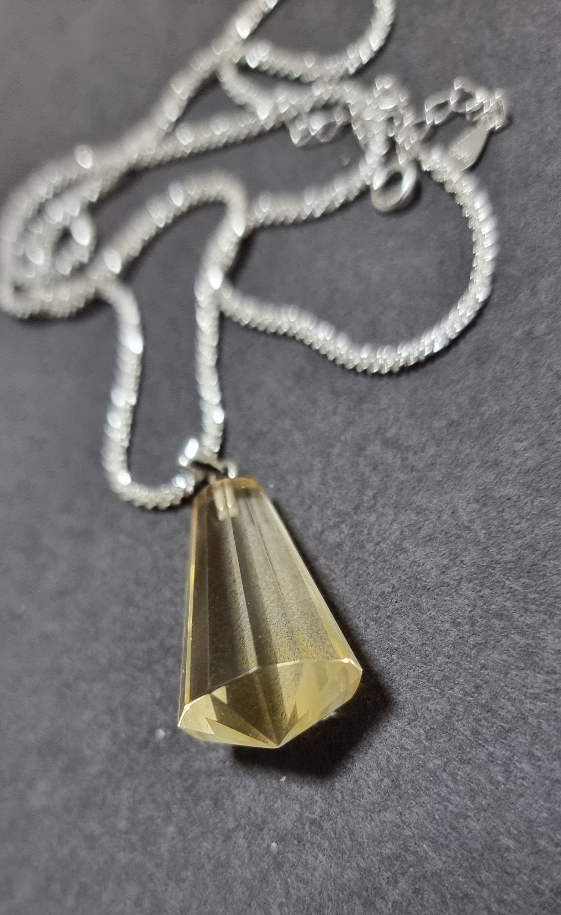 Citrine Faceted Cut Pendant's bail in S925 - Bleus Vault.C