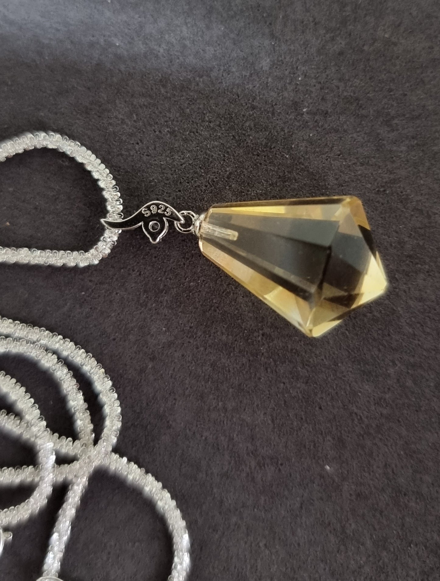 Citrine Faceted Cut Pendant's bail in S925 - Bleus Vault.C