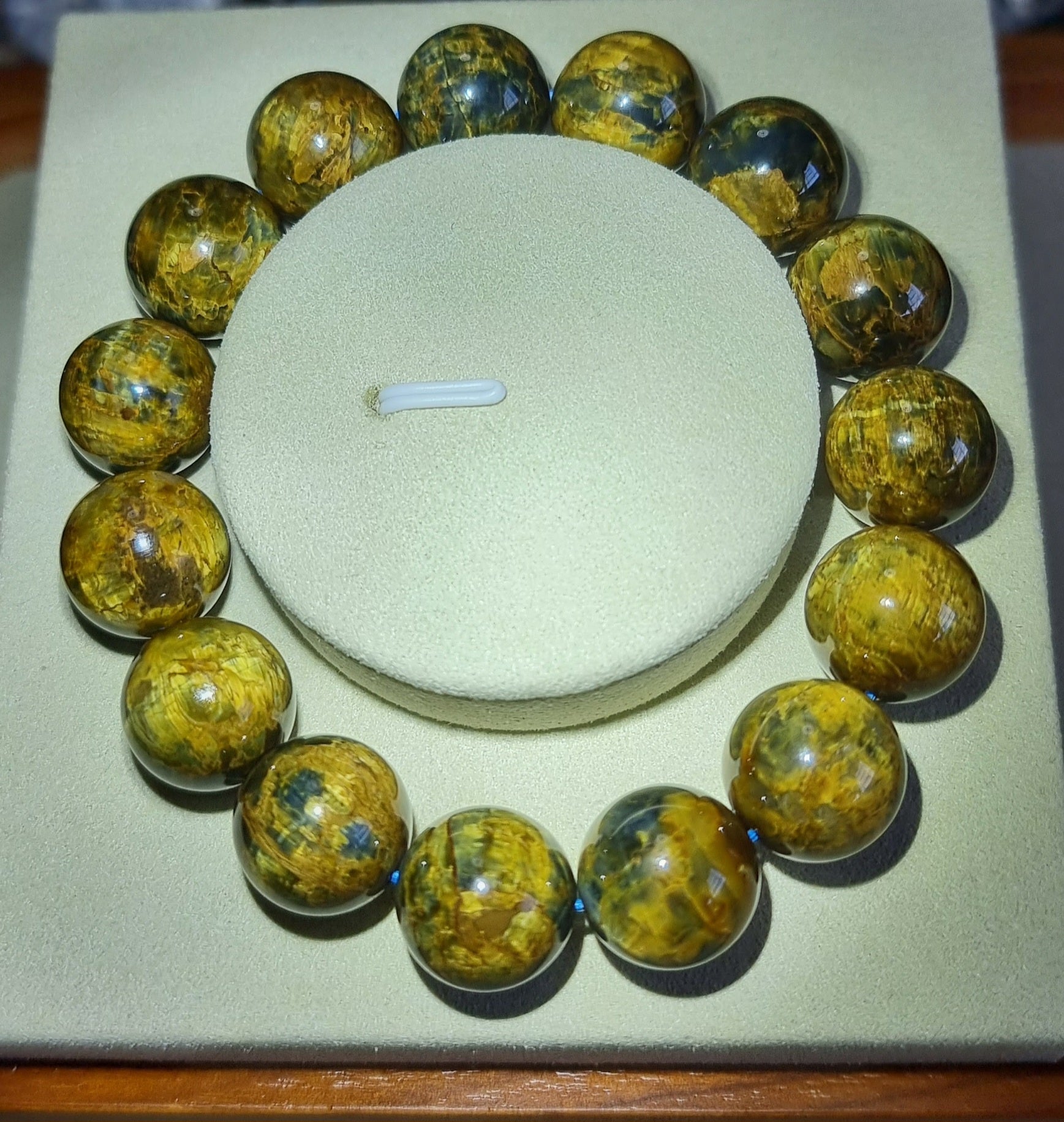 Yellow Pietersite w Certification 15mm 彼得石 - Bleus Vault.C