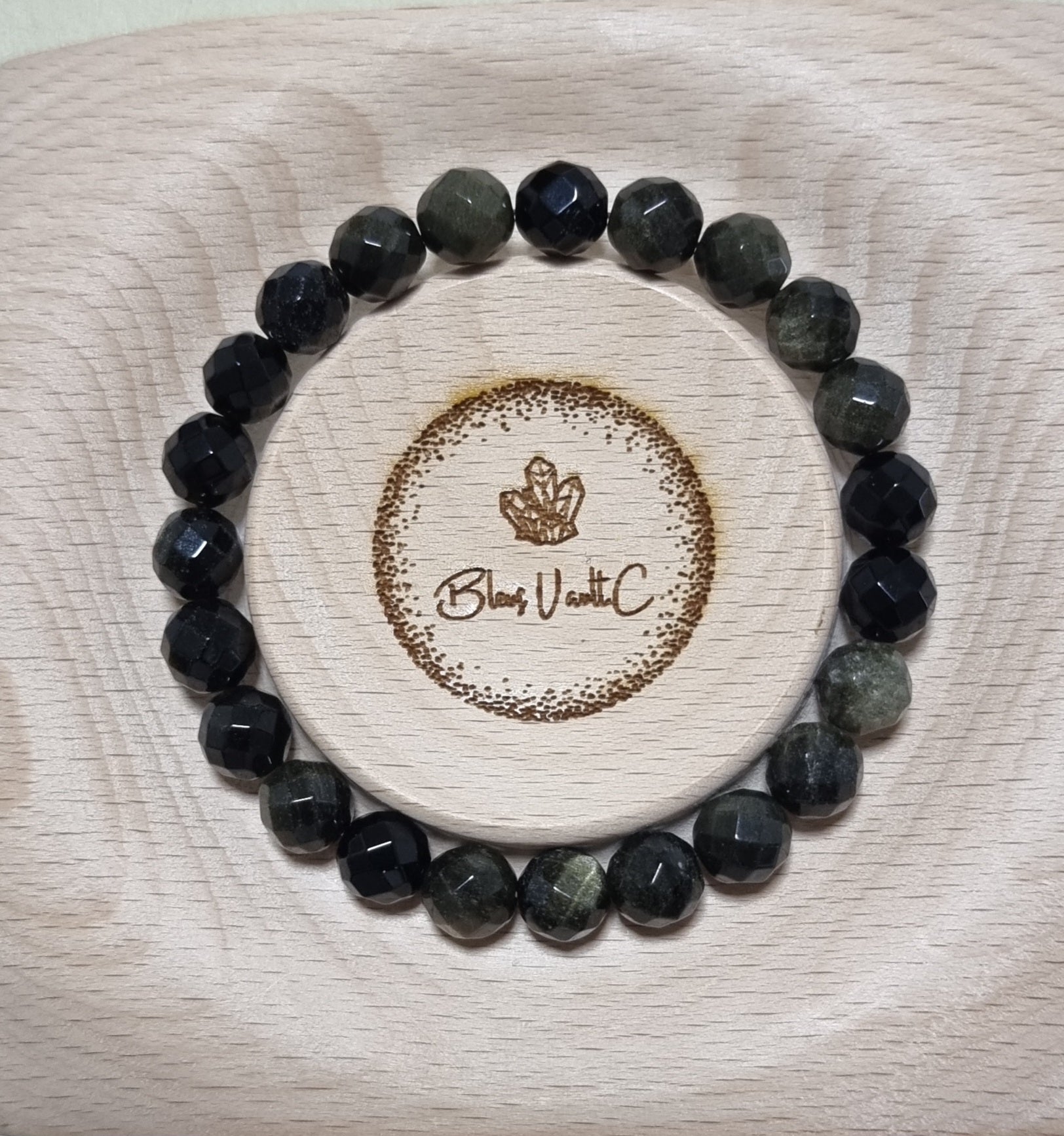 Gold Sheen Obsidian Faceted 8mm 金曜石 - Bleus Vault.C