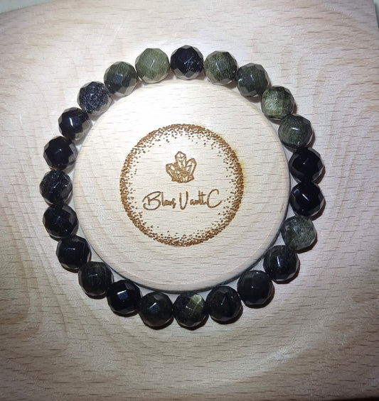 Gold Sheen Obsidian Faceted 8mm 金曜石 - Bleus Vault.C