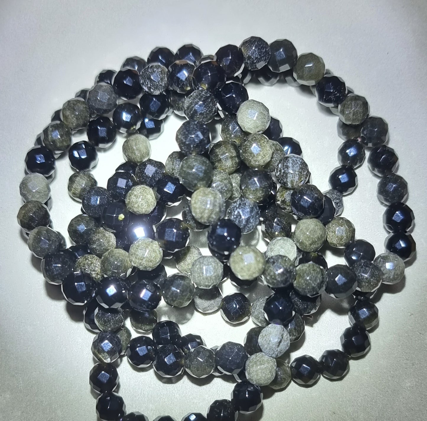 Gold Sheen Obsidian Faceted 8mm 金曜石 - Bleus Vault.C