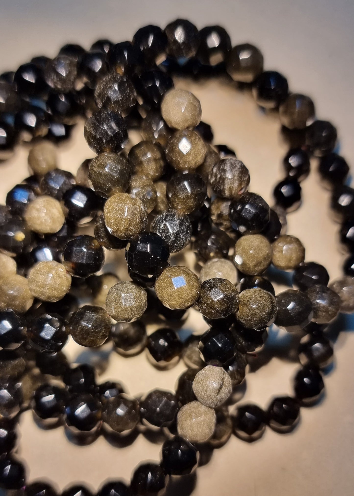 Gold Sheen Obsidian Faceted 8mm 金曜石 - Bleus Vault.C