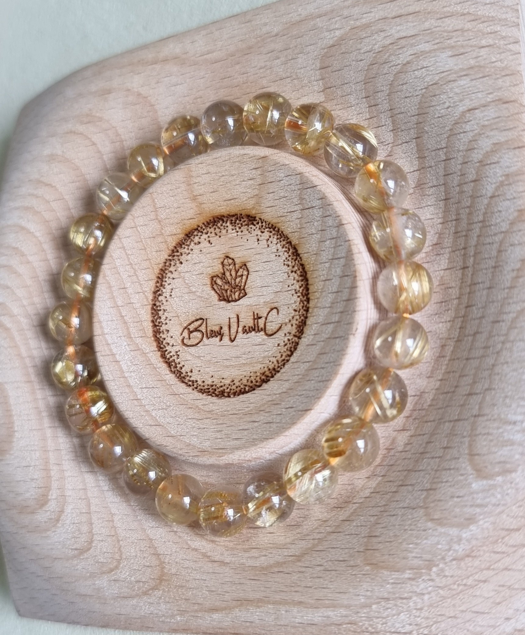 Gold Rutilated Quartz with Certification 8.5mm (High Grade) 金发晶 - Bleus Vault.C