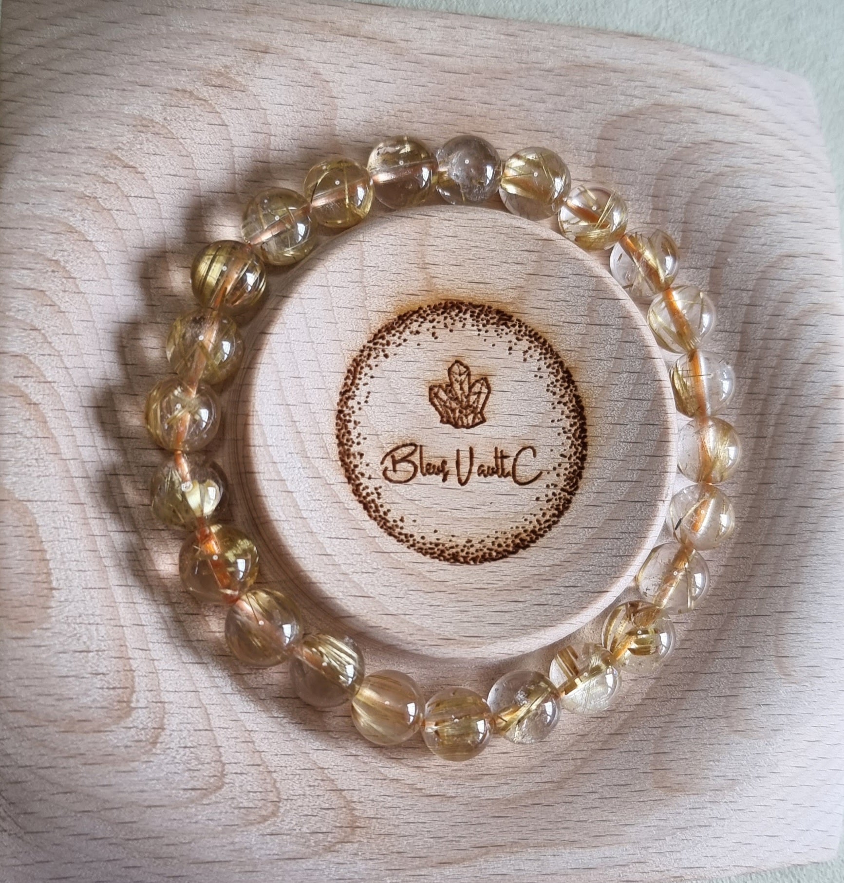 Gold Rutilated Quartz with Certification 8.5mm (High Grade) 金发晶 - Bleus Vault.C