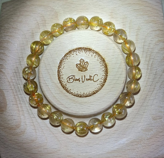 Gold Rutilated Quartz with Certification 8.5mm (High Grade) 金发晶 - Bleus Vault.C