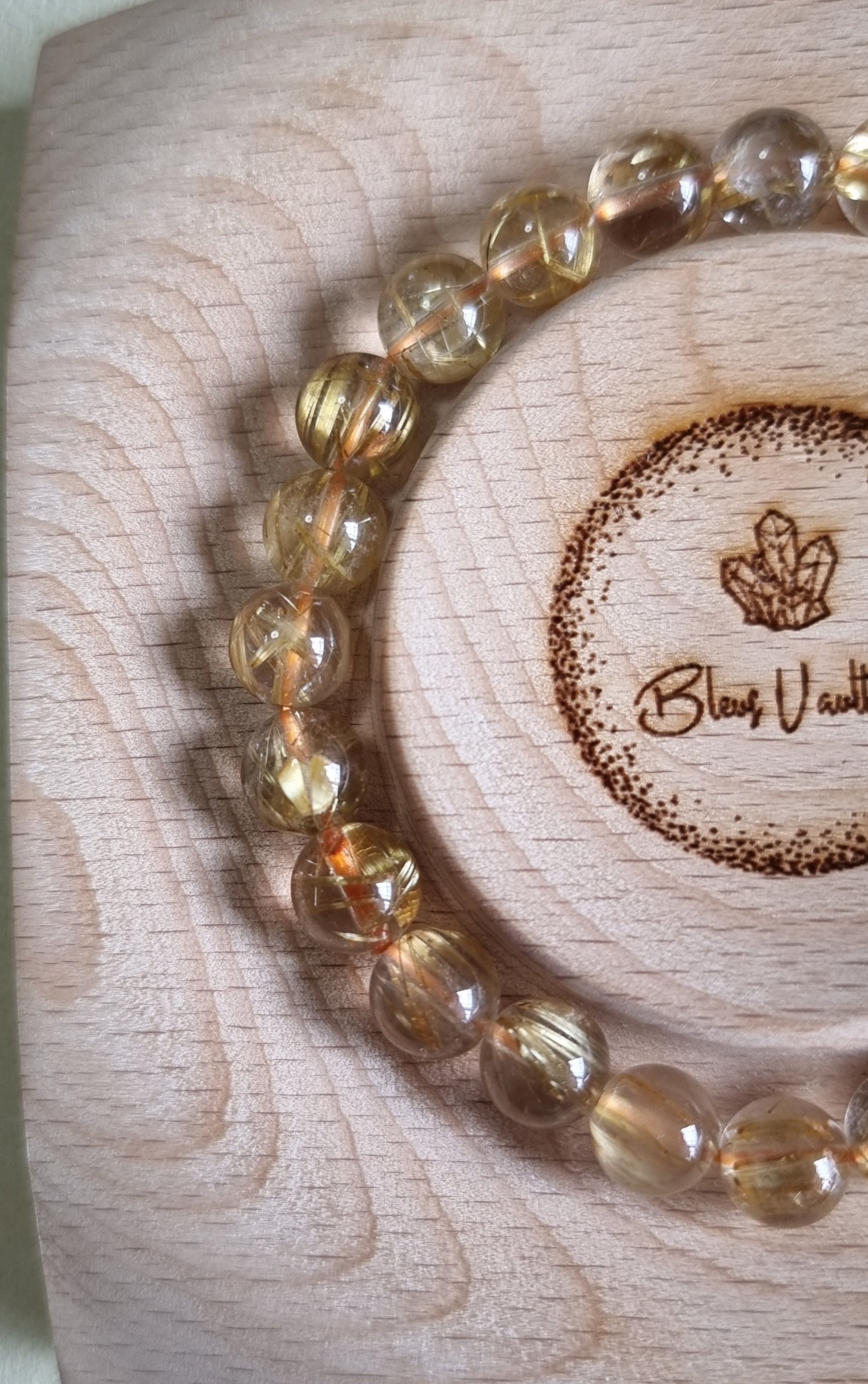 Gold Rutilated Quartz with Certification 8.5mm (High Grade) 金发晶 - Bleus Vault.C