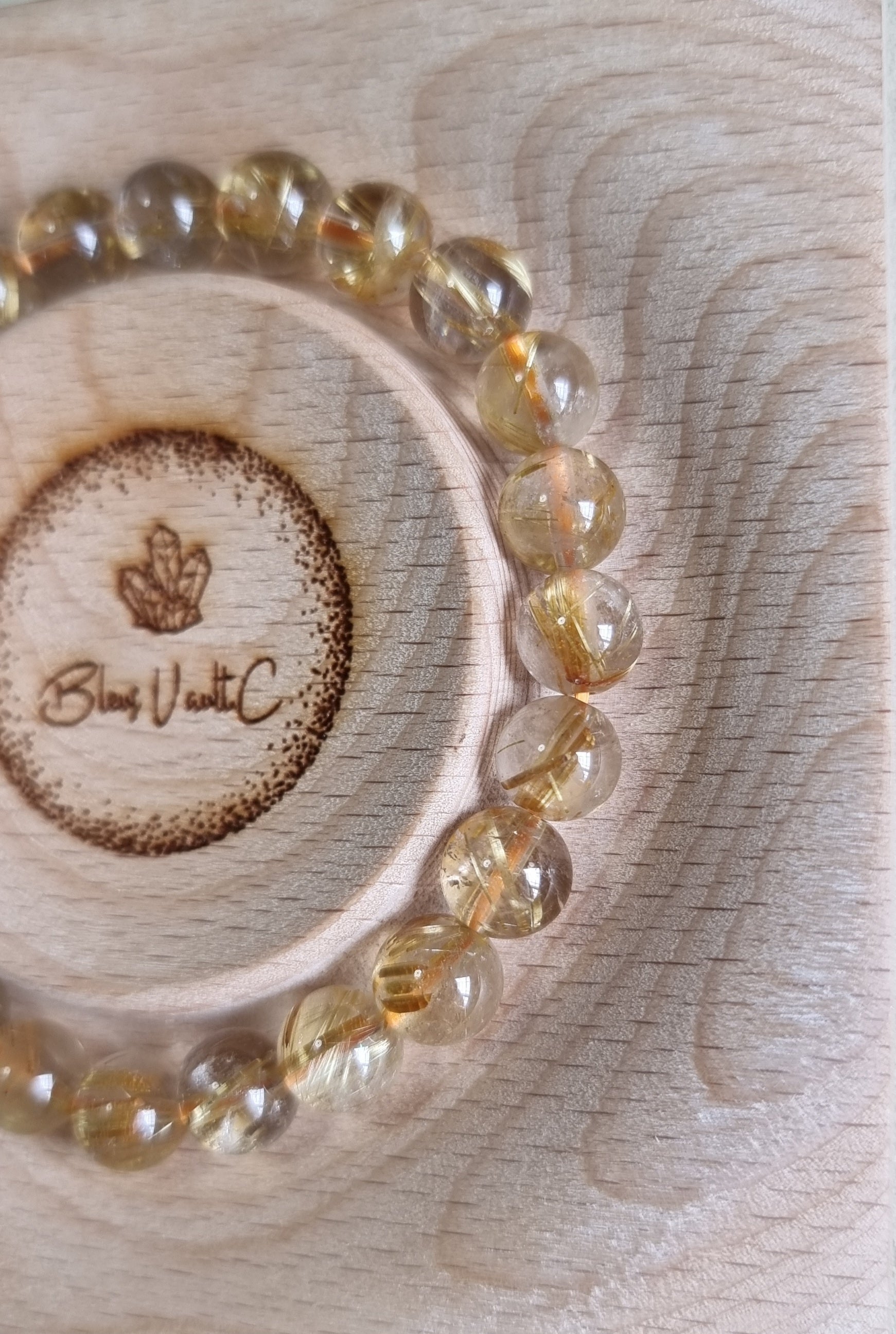 Gold Rutilated Quartz with Certification 8.5mm (High Grade) 金发晶 - Bleus Vault.C