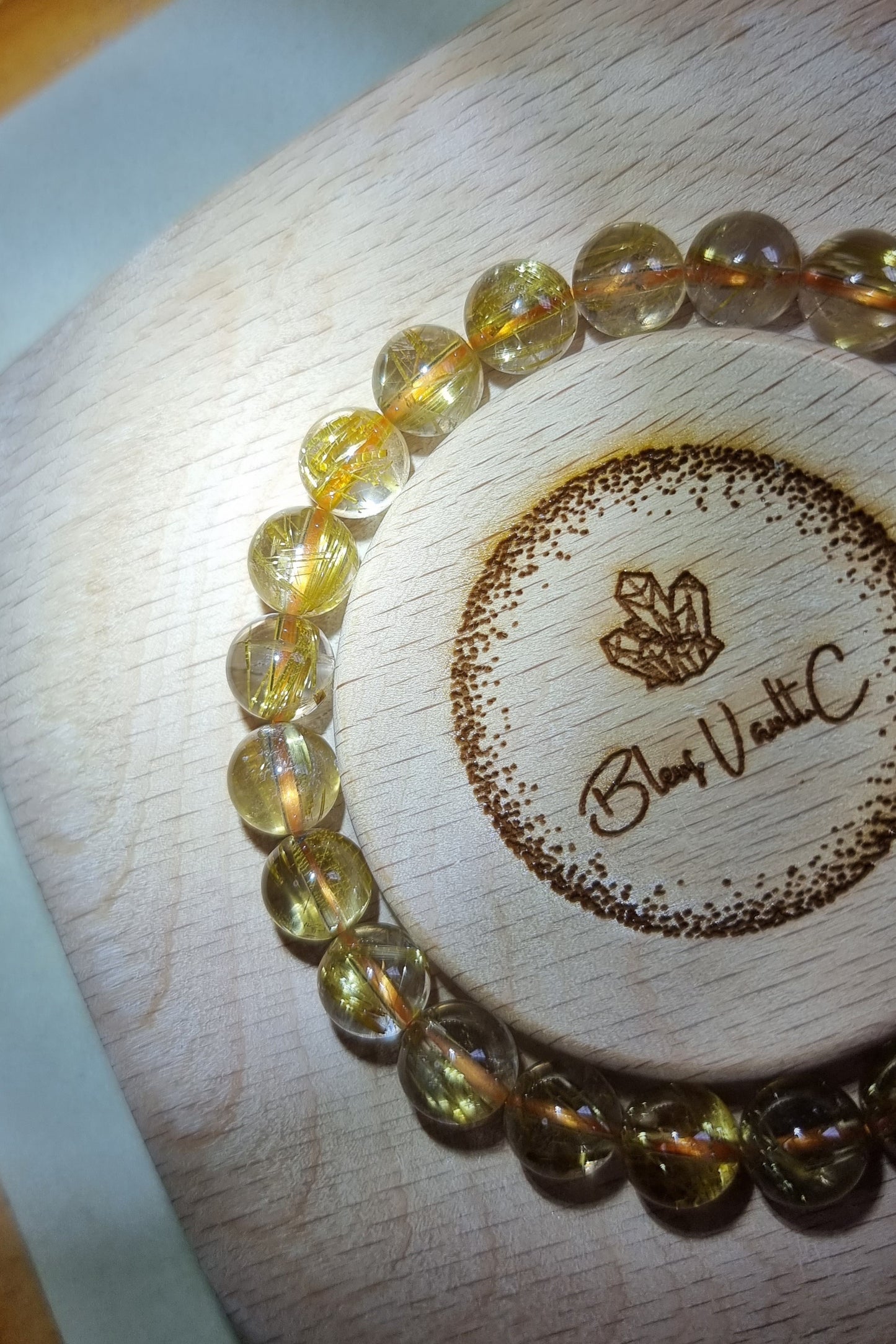 Gold Rutilated Quartz with Certification 8.8mm (High Grade) 金发晶 - Bleus Vault.C