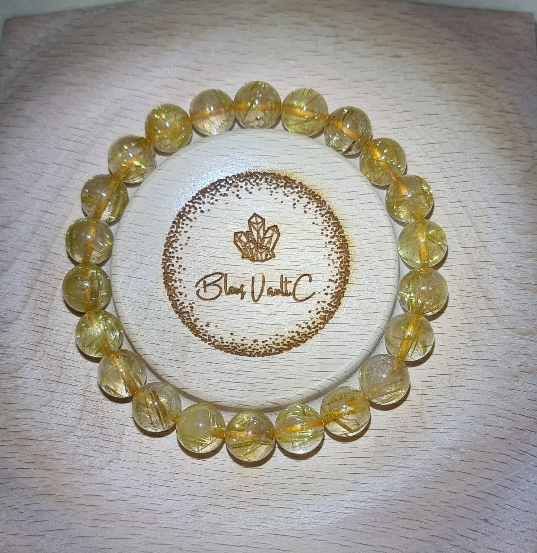Gold Rutilated Quartz with Certification 9.5mm (High Grade) 金发晶 - Bleus Vault.C