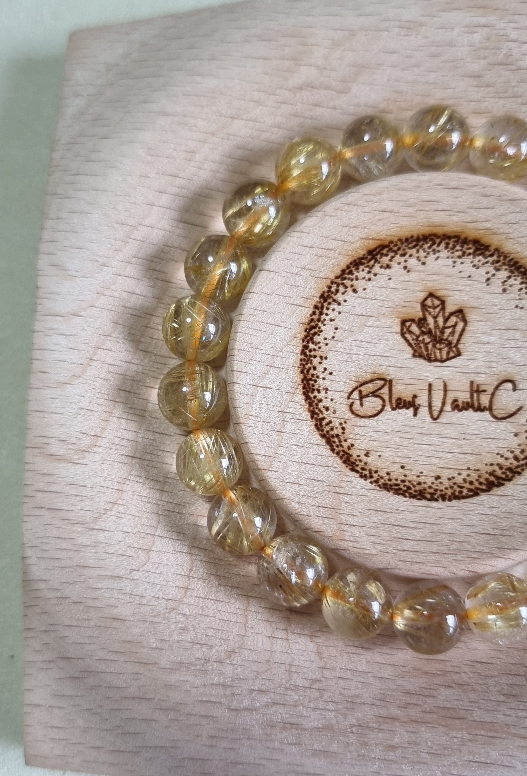Gold Rutilated Quartz with Certification 9.5mm (High Grade) 金发晶 - Bleus Vault.C
