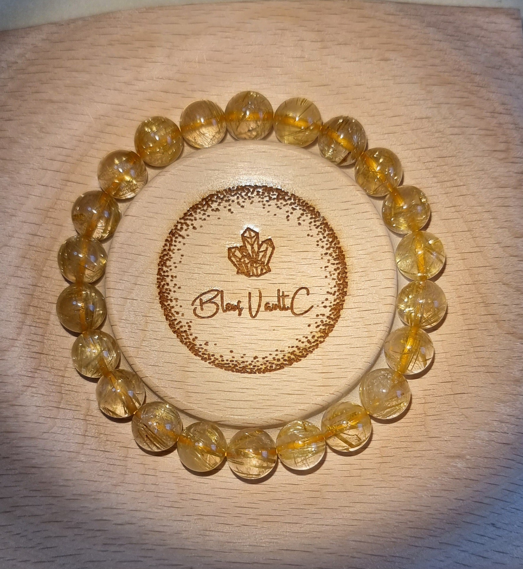 Gold Rutilated Quartz with Certification 9.5mm (High Grade) 金发晶 - Bleus Vault.C