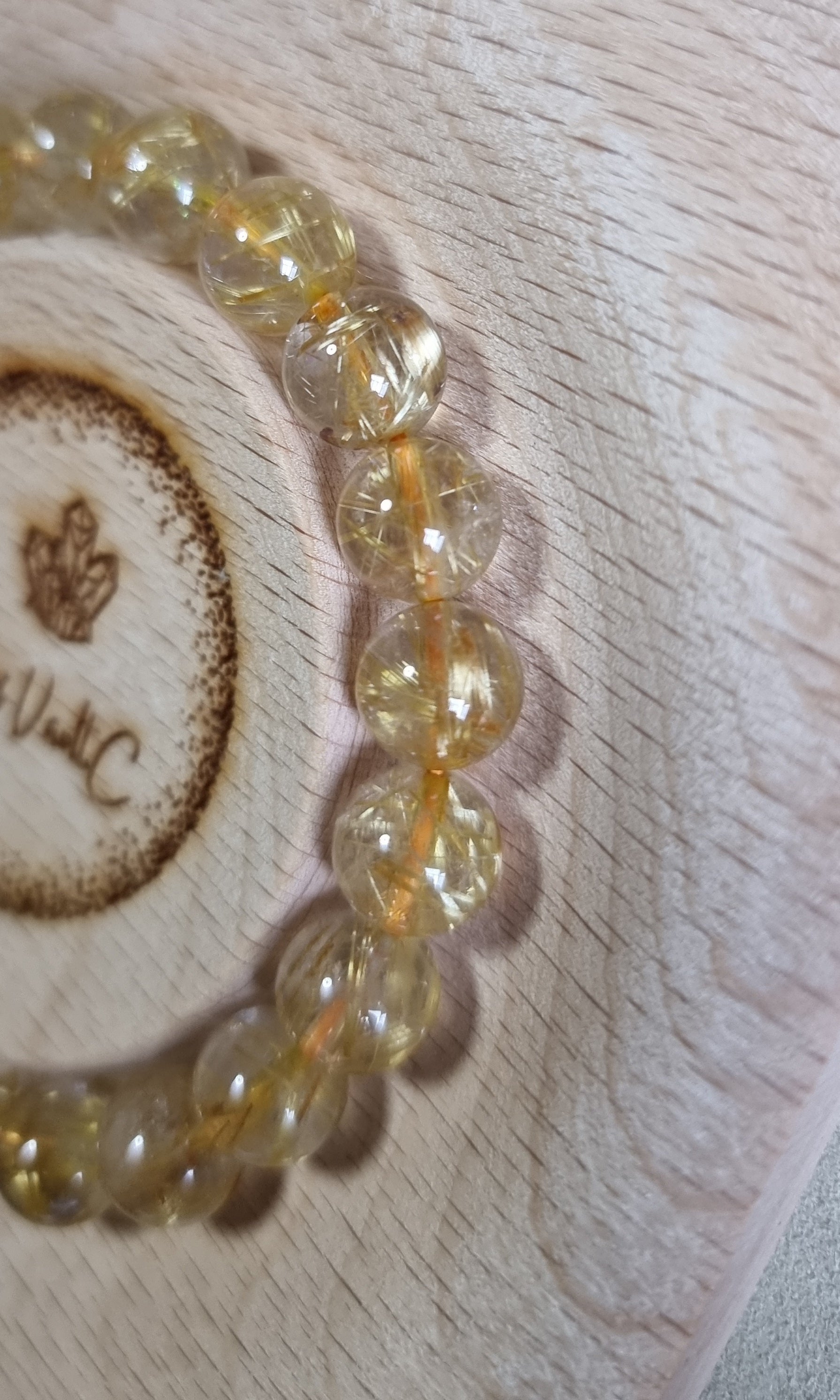 Gold Rutilated Quartz with Certification 9.5mm (High Grade) 金发晶 - Bleus Vault.C