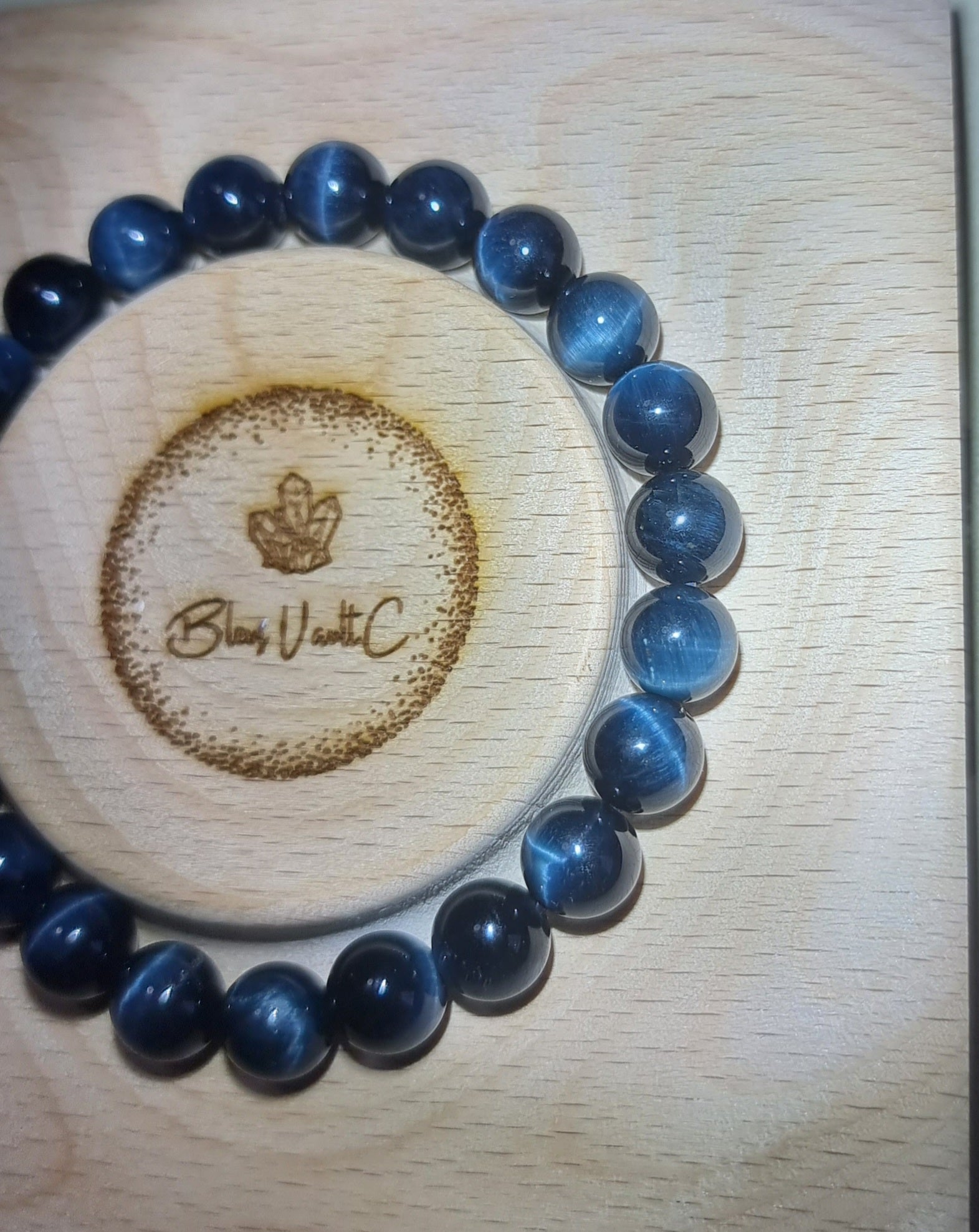 Blue Tiger Eye (Top Premium Grade) 8mm 蓝虎眼石 - Bleus Vault.C