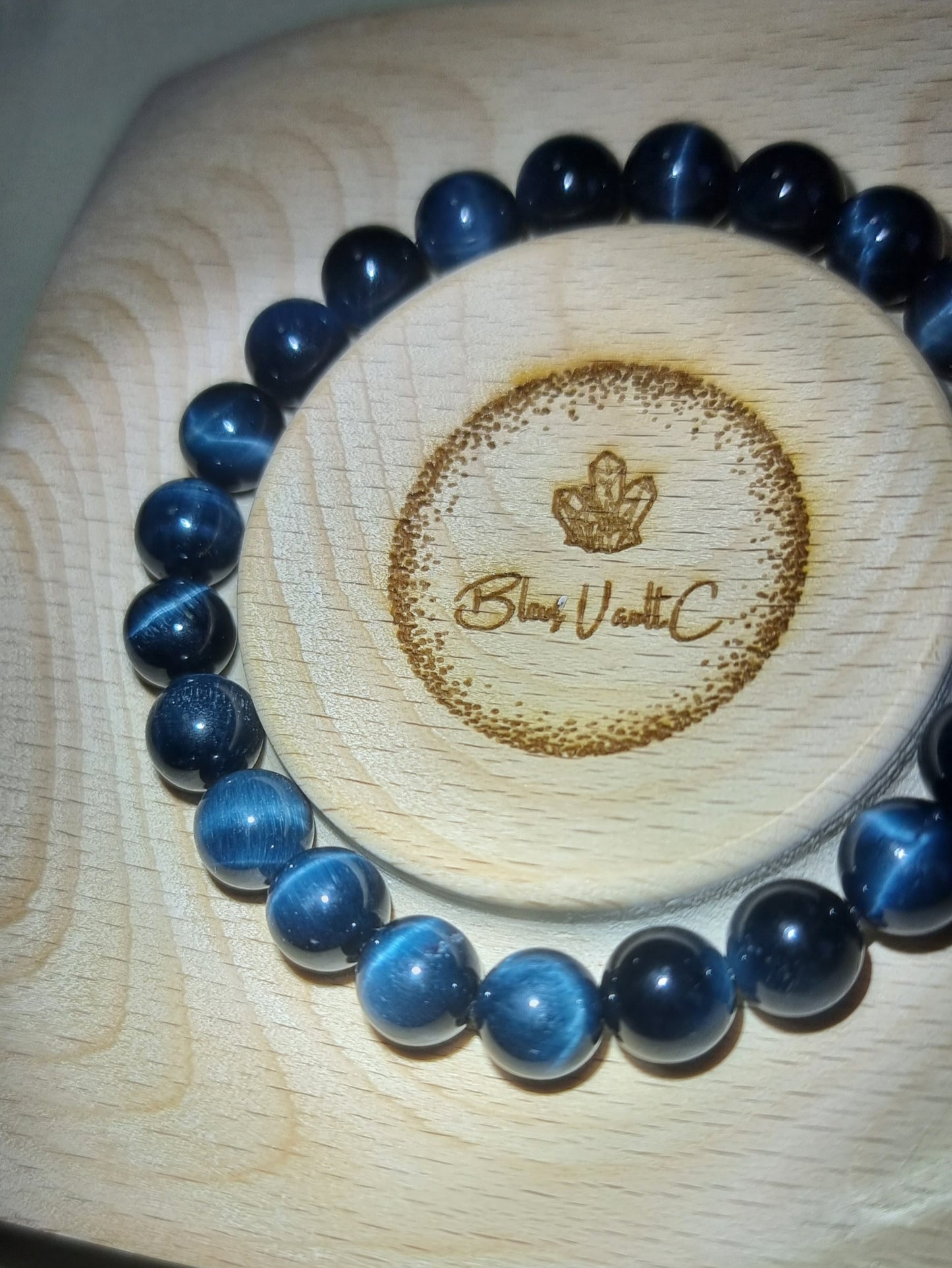 Blue Tiger Eye (Top Premium Grade) 8mm 蓝虎眼石 - Bleus Vault.C
