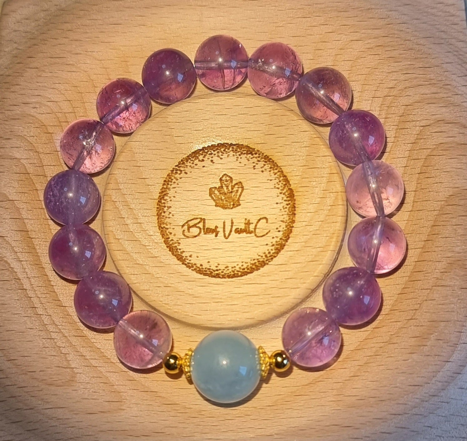 Lavender Amethyst 11m (High Grade), Aquamarine 13.5mm S925 Gold 薰衣草紫晶 - Bleus Vault.C