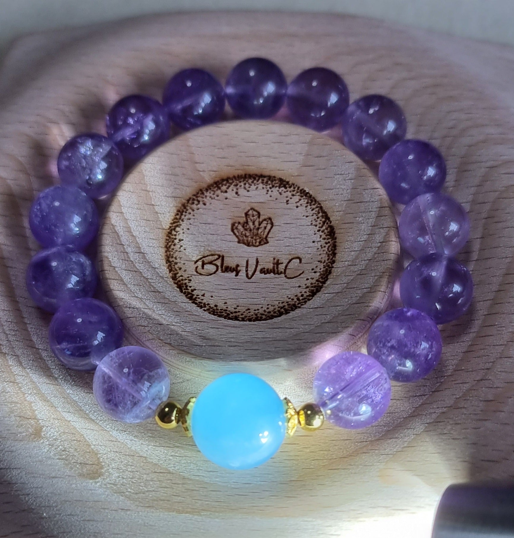 Lavender Amethyst 11m (High Grade), Aquamarine 13.5mm S925 Gold 薰衣草紫晶 - Bleus Vault.C