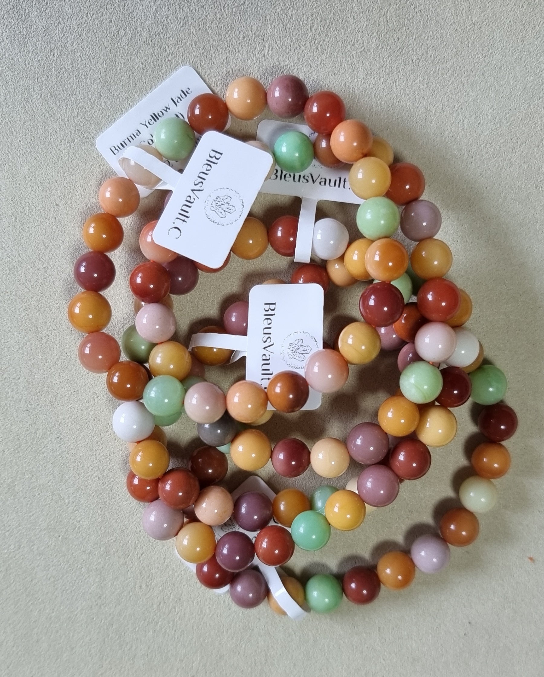 Burmese Yellow Dragon Jade 8.5mm Mixed (High Grade) 缅黄龙玉 - Bleus Vault.C