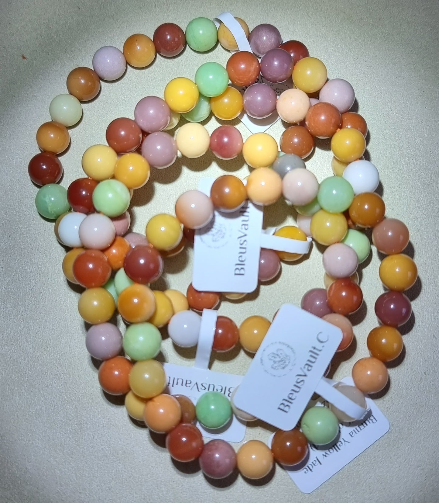 Burmese Yellow Dragon Jade 8.5mm Mixed (High Grade) 缅黄龙玉 - Bleus Vault.C