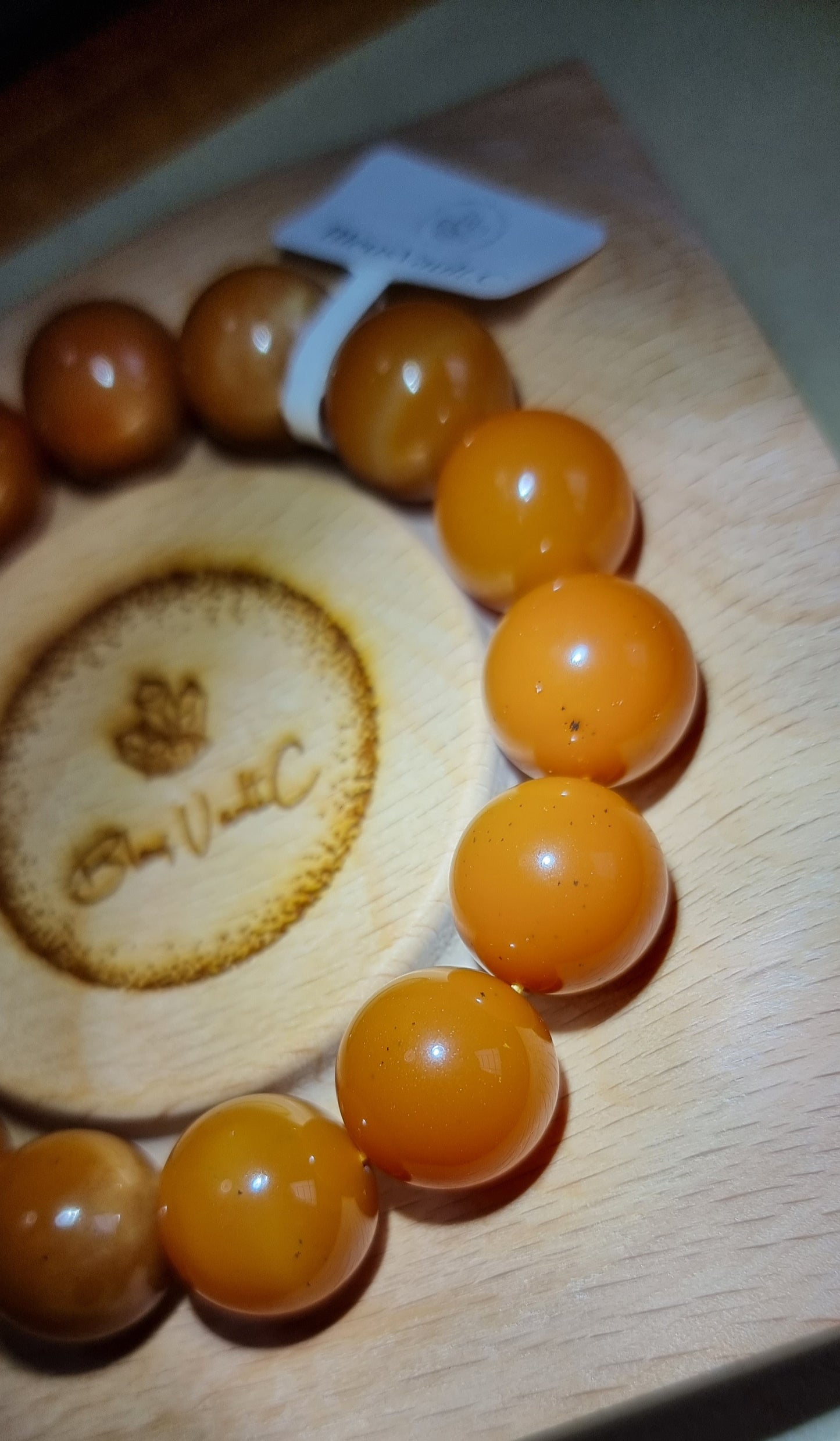 Burmese Yellow Dragon Jade with Certification 15mm Honey Orange 缅黄龙玉 - Bleus Vault.C