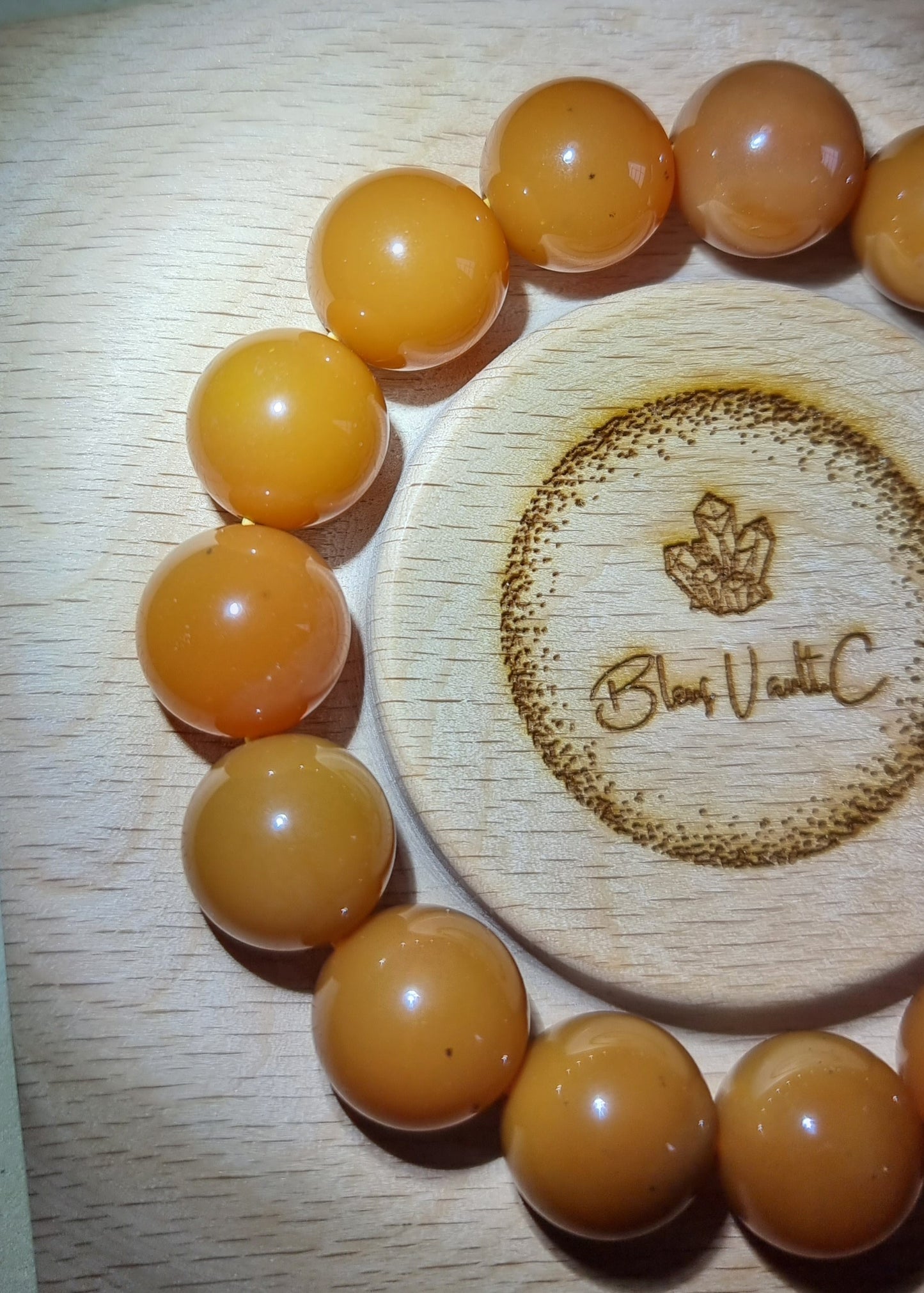 Burmese Yellow Dragon Jade with Certification 15mm Honey Orange 缅黄龙玉 - Bleus Vault.C