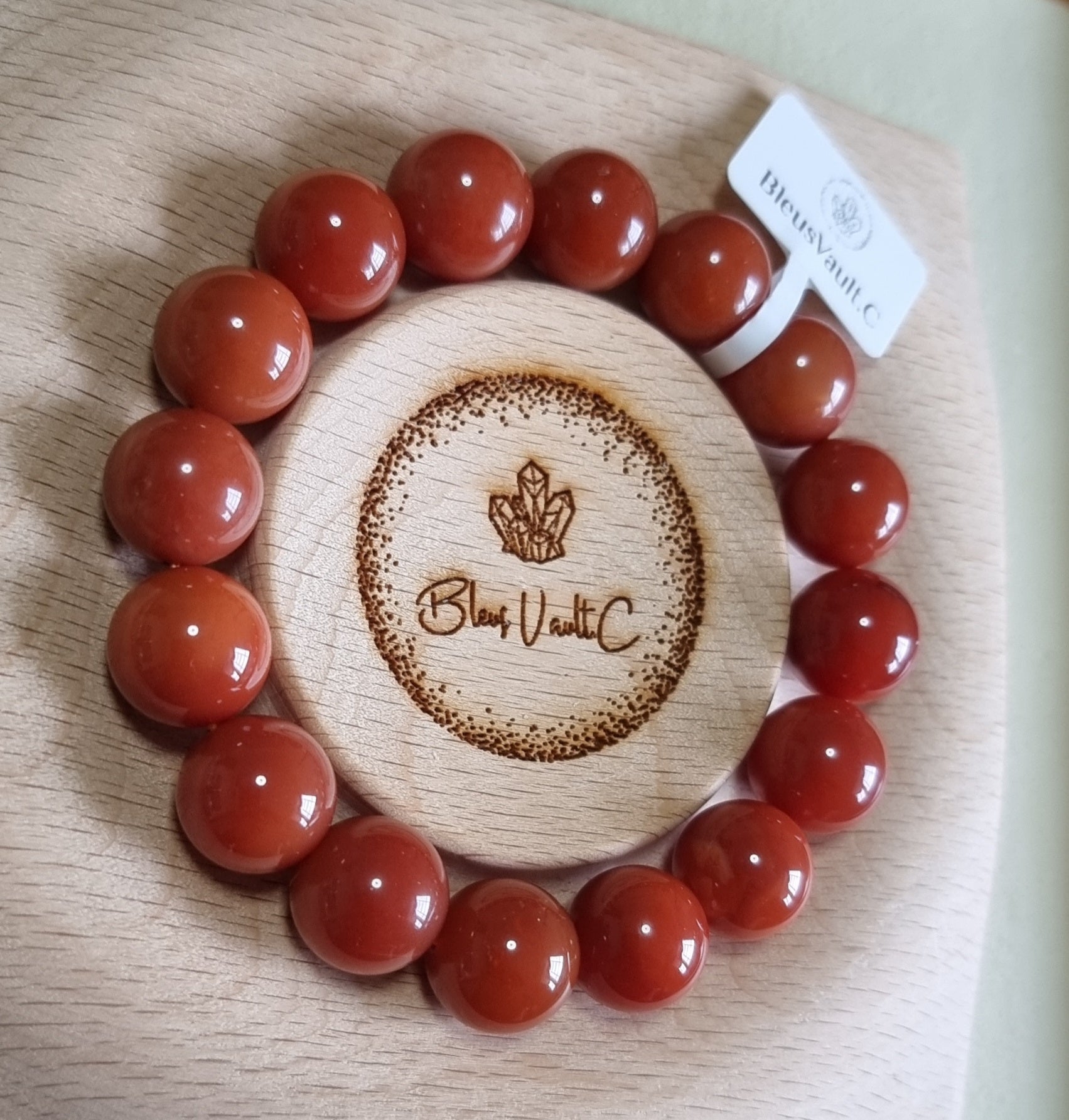 Burmese Yellow Dragon Jade with Certification 13.5mm (High Grade) Dark Reddish Orange 缅黄龙玉 - Bleus Vault.C