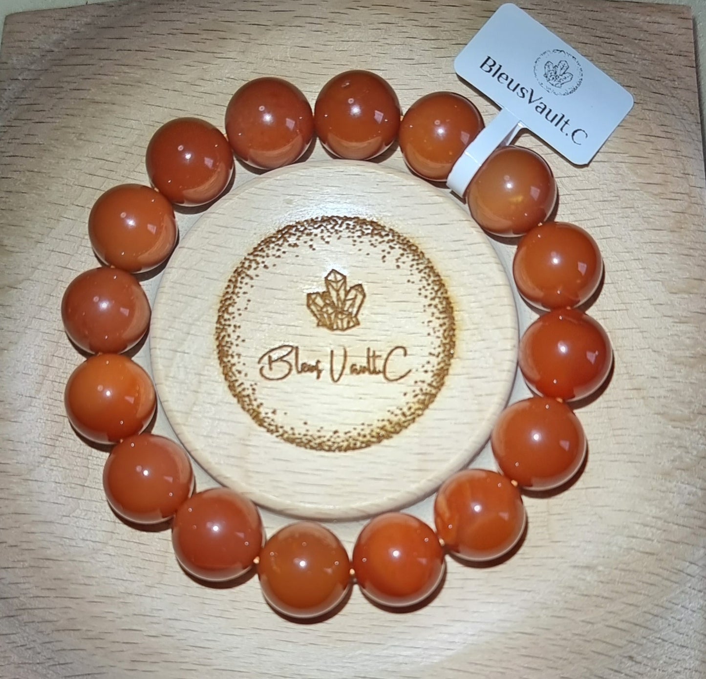 Burmese Yellow Dragon Jade with Certification 13.5mm (High Grade) Dark Reddish Orange 缅黄龙玉 - Bleus Vault.C