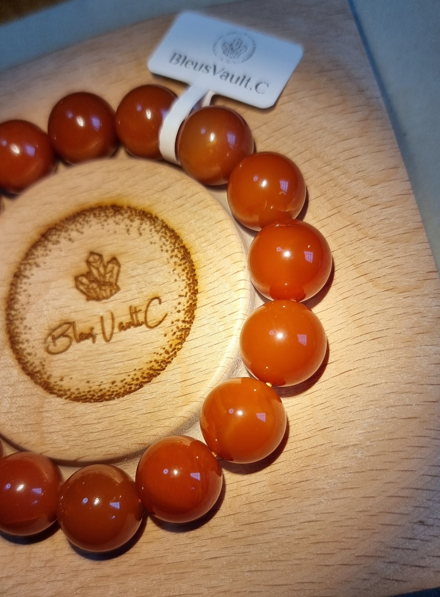 Burmese Yellow Dragon Jade with Certification 13.5mm (High Grade) Dark Reddish Orange 缅黄龙玉 - Bleus Vault.C