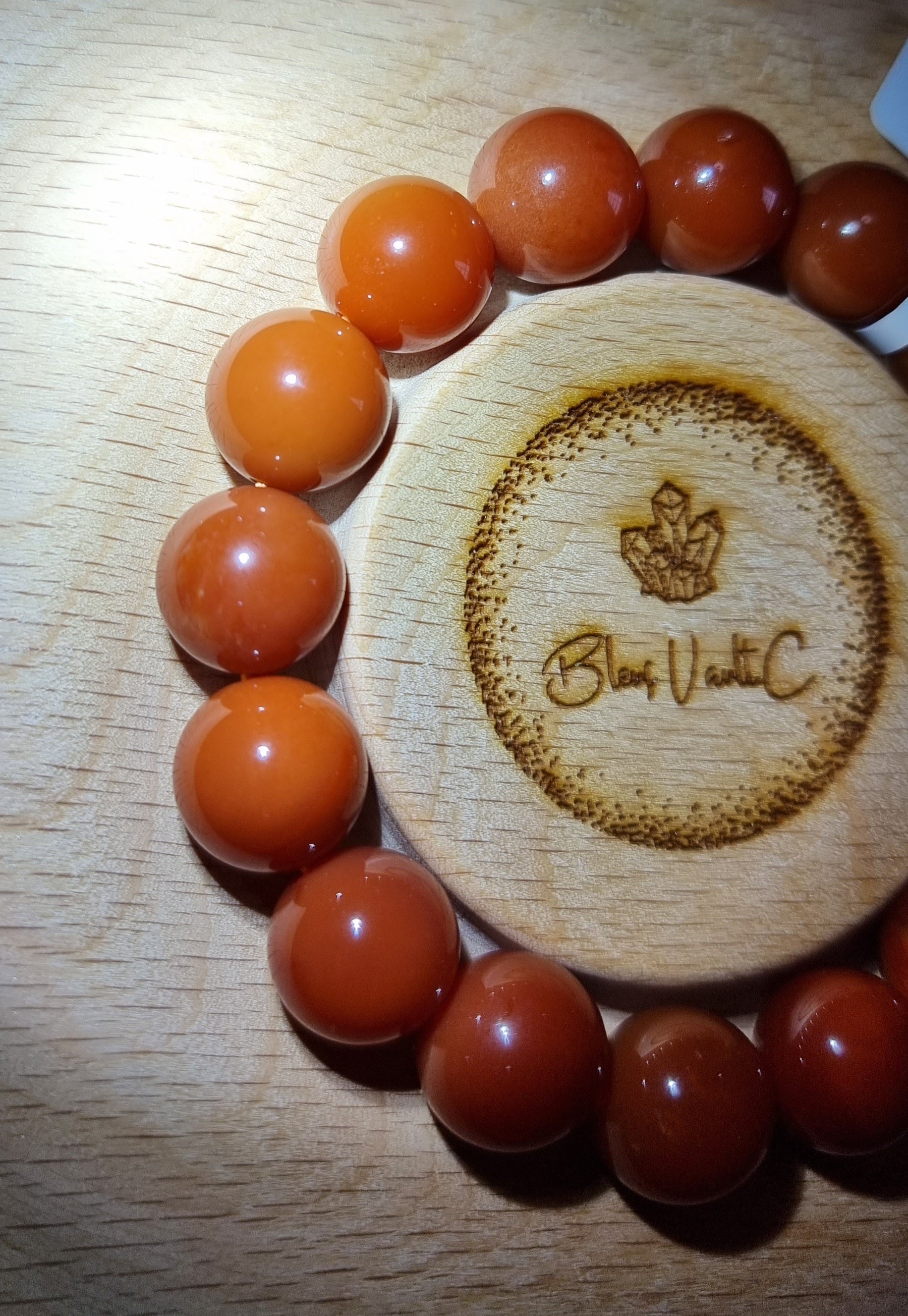 Burmese Yellow Dragon Jade with Certification 13.5mm (High Grade) Dark Reddish Orange 缅黄龙玉 - Bleus Vault.C