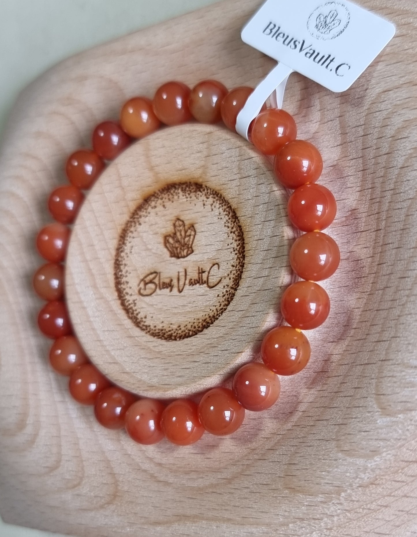 Burmese Yellow Dragon Jade 8mm Reddish Orange 缅黄龙玉q - Bleus Vault.C