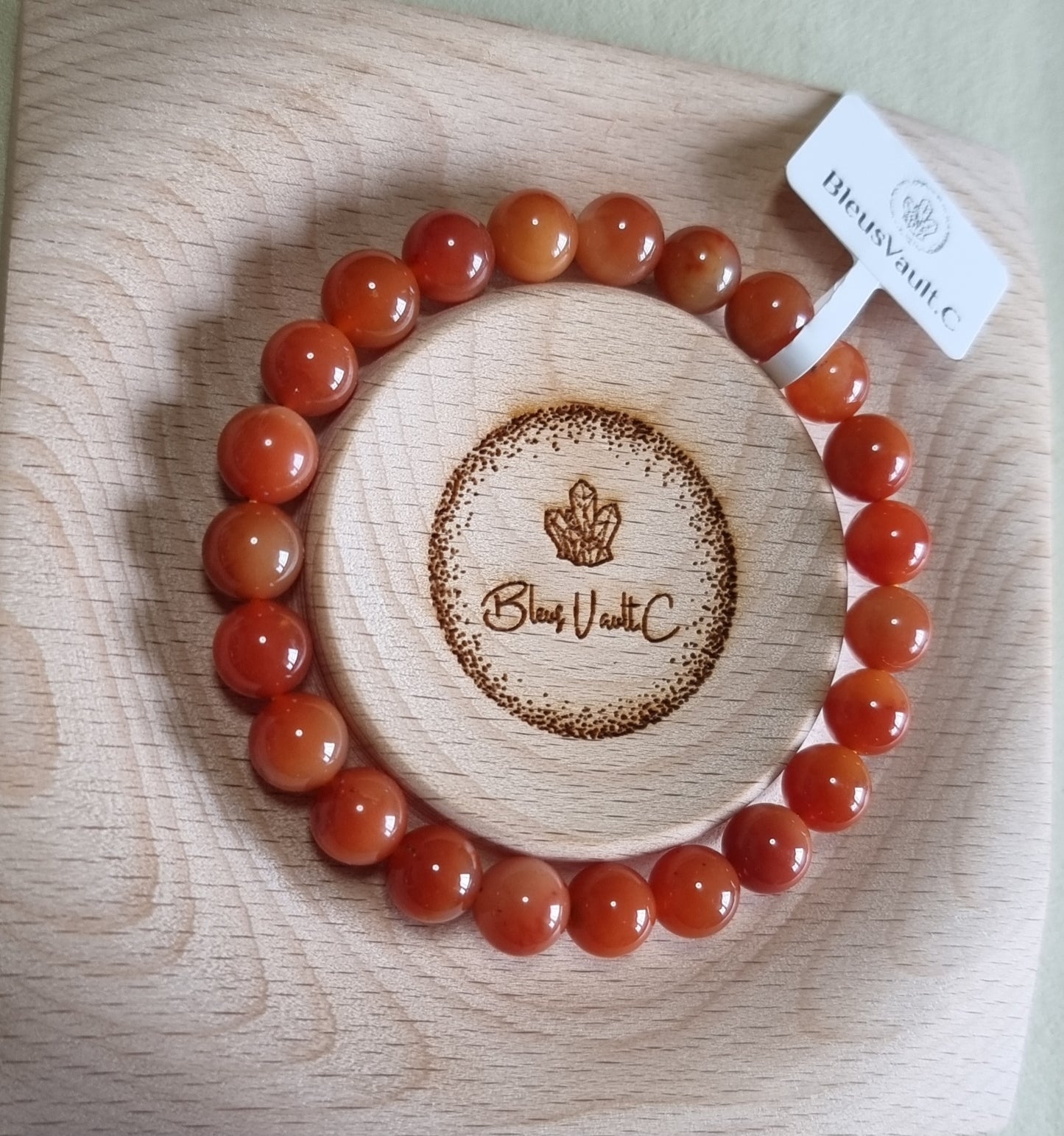 Burmese Yellow Dragon Jade 8mm Reddish Orange 缅黄龙玉q - Bleus Vault.C