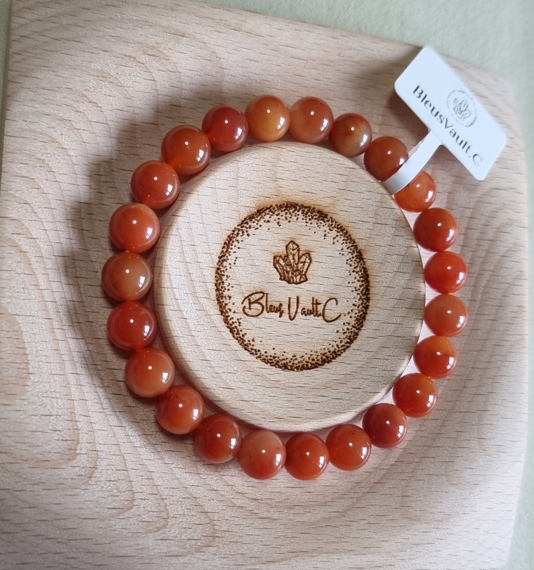 Burmese Yellow Dragon Jade 8mm Reddish Orange 缅黄龙玉q - Bleus Vault.C