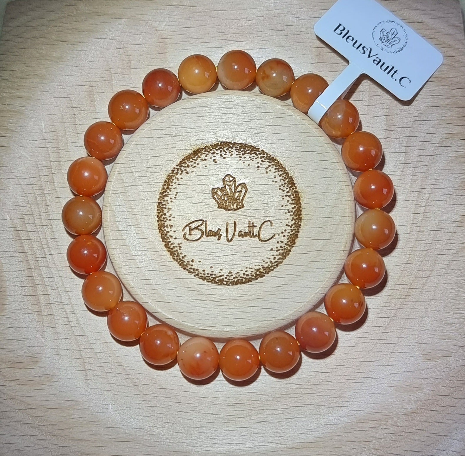 Burmese Yellow Dragon Jade 8mm Reddish Orange 缅黄龙玉q - Bleus Vault.C