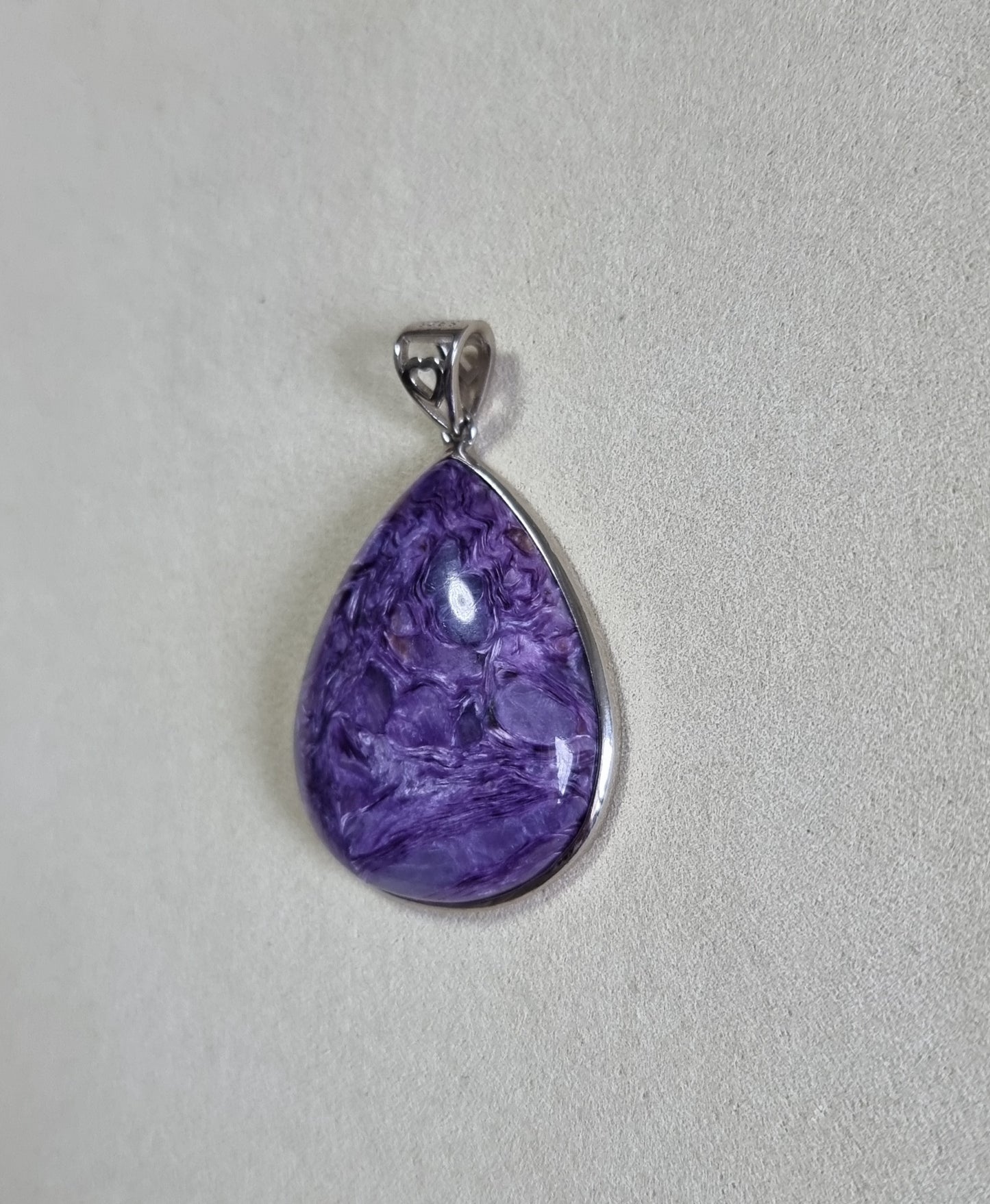 Charoite Teardrop in S925 Silver (Top Premium Grade) 紫龙晶