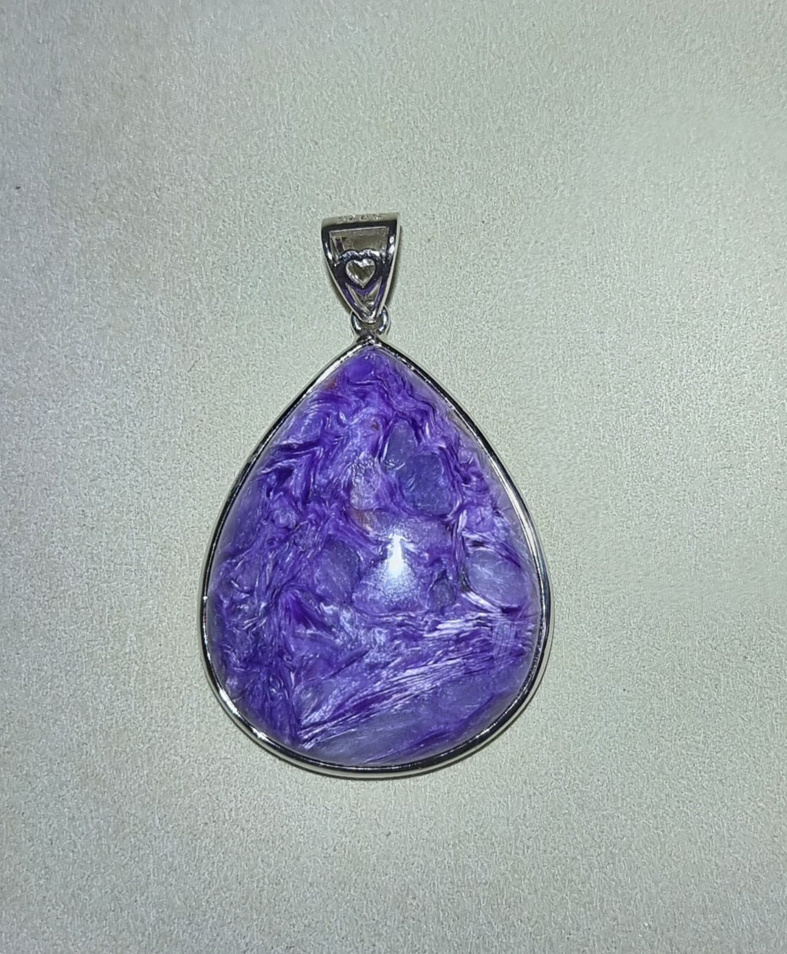 Charoite Teardrop in S925 Silver (Top Premium Grade) 紫龙晶