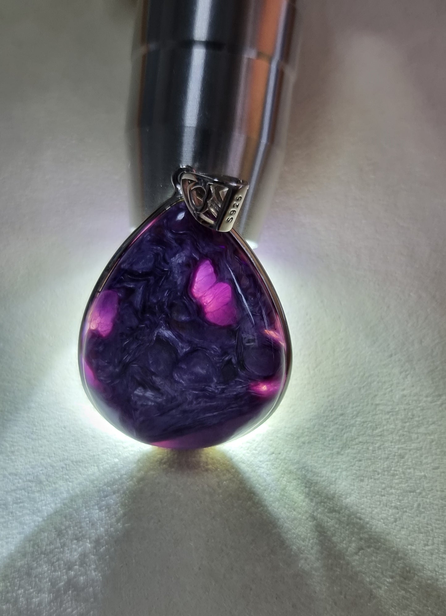 Charoite Teardrop in S925 Silver (Top Premium Grade) 紫龙晶