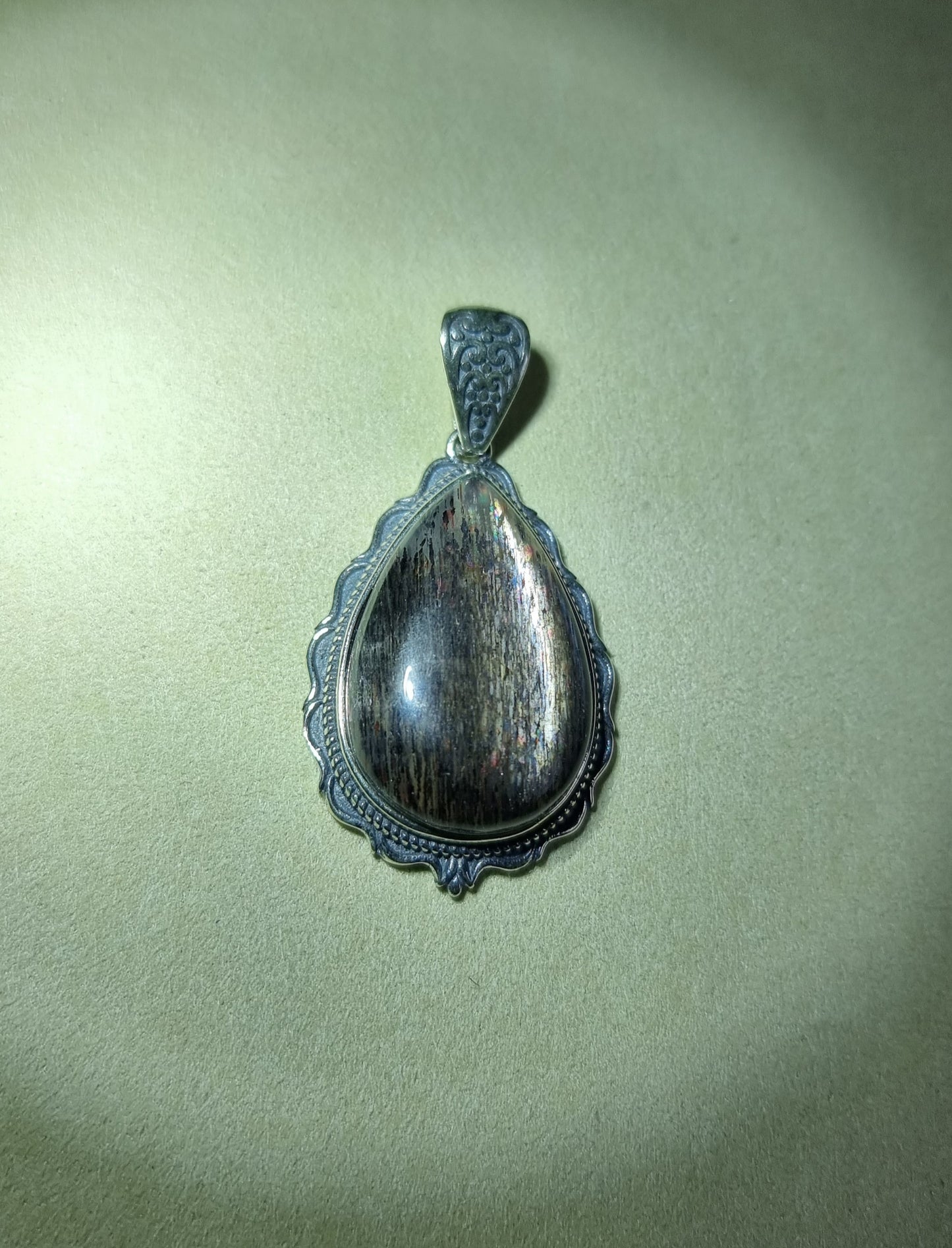 Black Sunstone Full Inclusion on Vintage S925 Silver (Premium Grade) 黑骨幹 - Bleus Vault.C