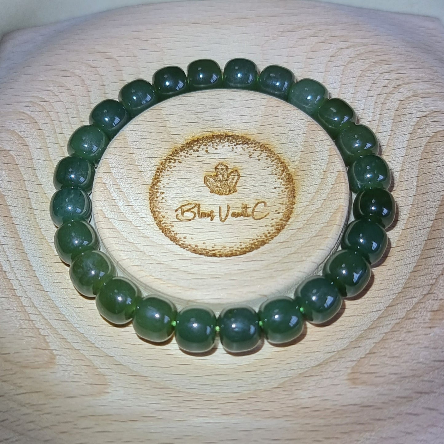 Hetian Jade Darker Green (Premium Grade) 8mm 和田玉