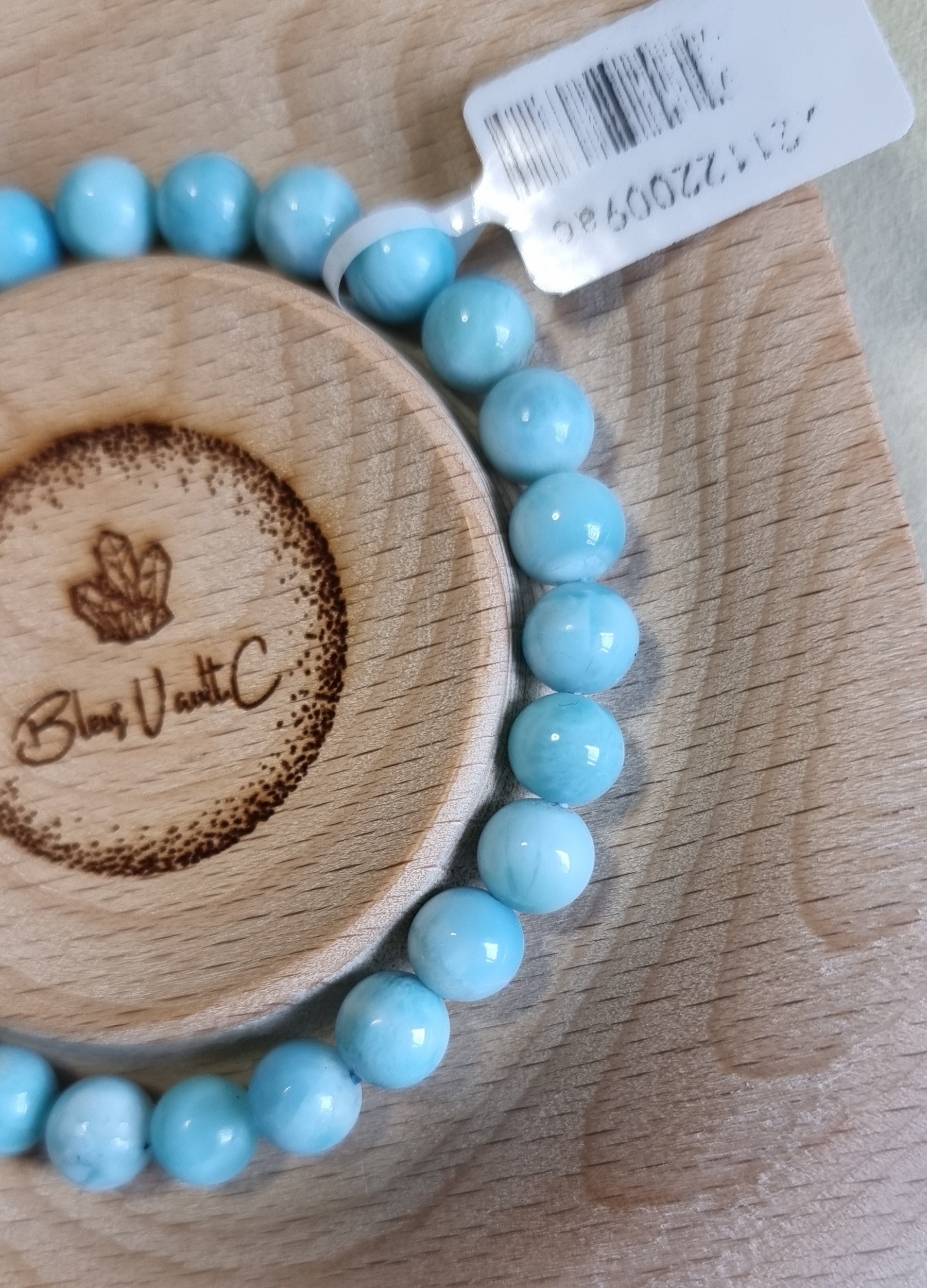 Larimar 7.5mm with Certification (High grade) 拉利瑪/海紋石 - Bleus Vault.C
