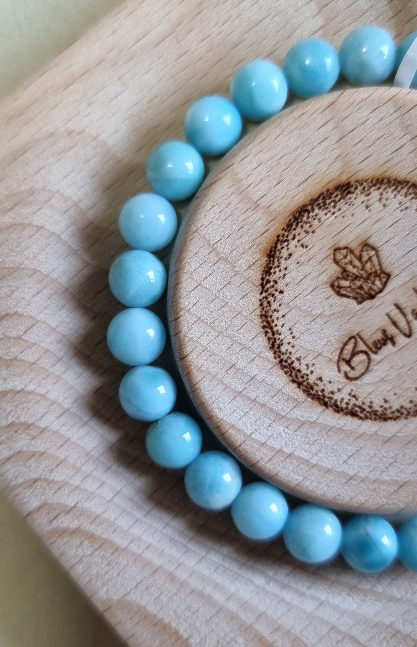 Larimar 7.5mm with Certification (High grade) 拉利瑪/海紋石 - Bleus Vault.C