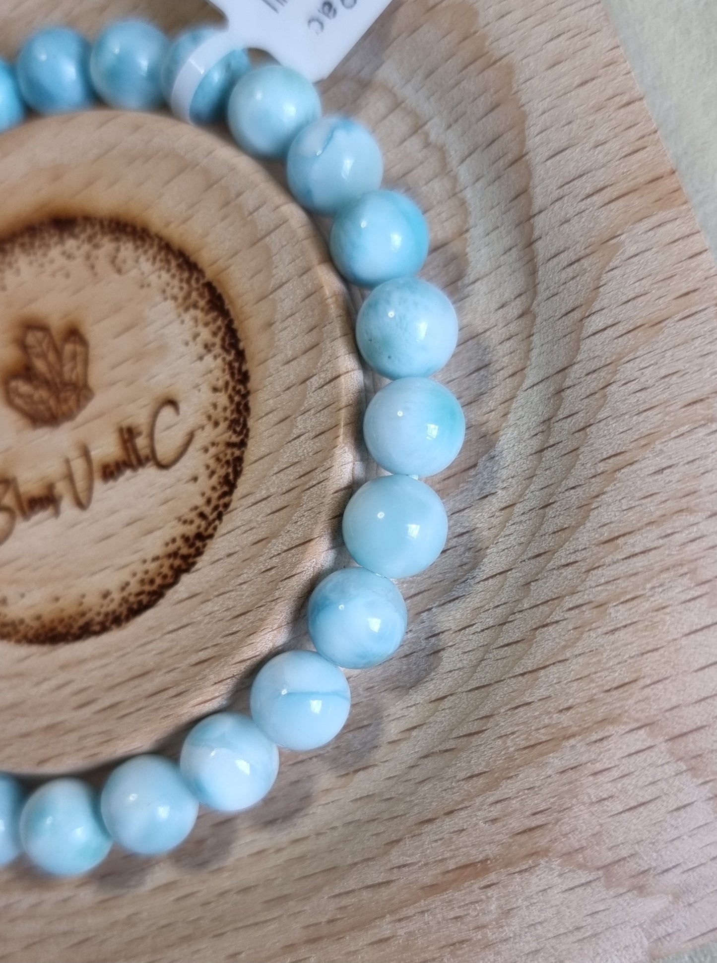 Larimar 8mm with Certification (Premium Grade) 拉利瑪/海紋石