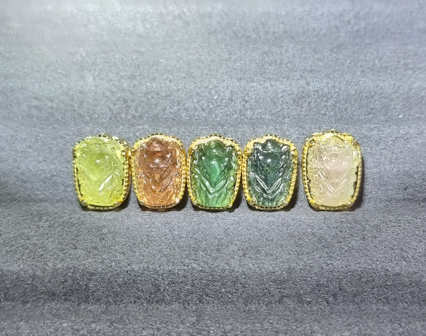 Tourmaline 9 Fox Tail in S925 Gold (1 set available) - Bleus Vault.C 